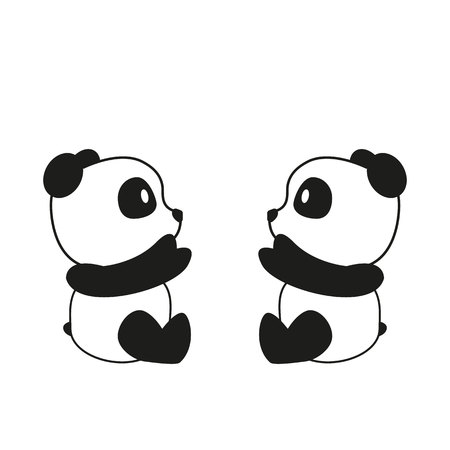 Two pandas isolated on white background. Vector illustration.のイラスト素材