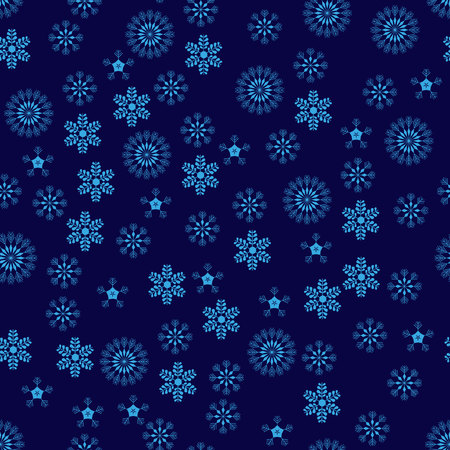 Snowflakes seamless pattern. Blue snowflake vector xmas abstract background.eps 10のイラスト素材