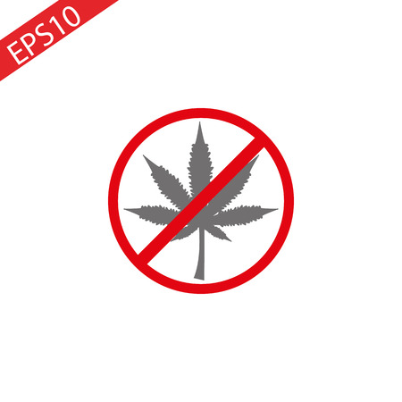 No Marijuana, no drugs. Cannabis leaf prohibition sign, vector illustration. eps 10のイラスト素材