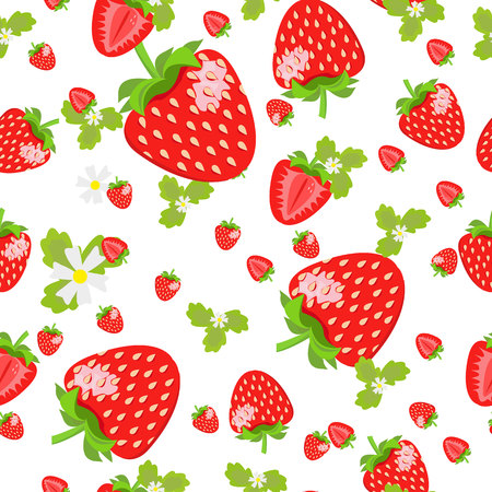 strawberry Seamless pattern. cartoon strawberry background. Good for wallpaper, design for fabric and decor eps 10.のイラスト素材