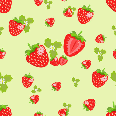 Vector strawberry seamless pattern. Background design for tea, juice, natural cosmetics, sweets and candy with strawberry filling, farmers market,health care products. Best for textile,wrapping paper.の写真素材