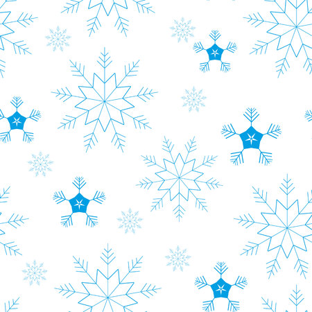 Seamless pattern of snowflakes and dots, blue on white background.eps 10のイラスト素材