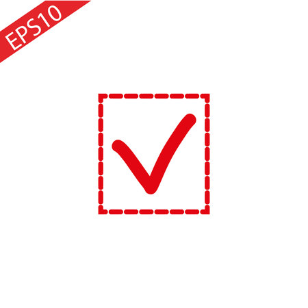 Tick isolated minimal vector icon. Checkbox flat line icon for websites and mobile minimalistic flat design.eps 10のイラスト素材