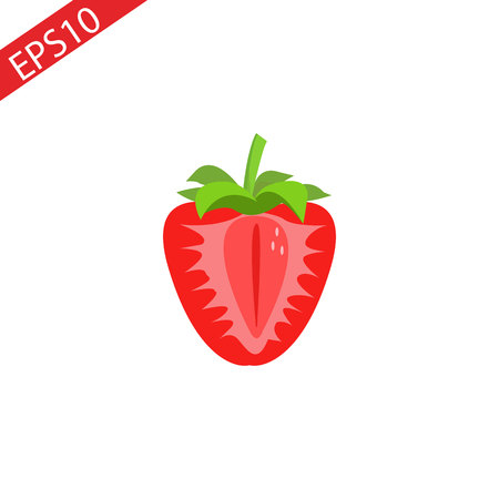 Garden strawberry fruit or strawberries flat color vector icon for food apps and websites.eps 10のイラスト素材