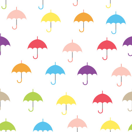 Cute autumn seamless pattern with a set of textured flat umbrellas.eps 10のイラスト素材