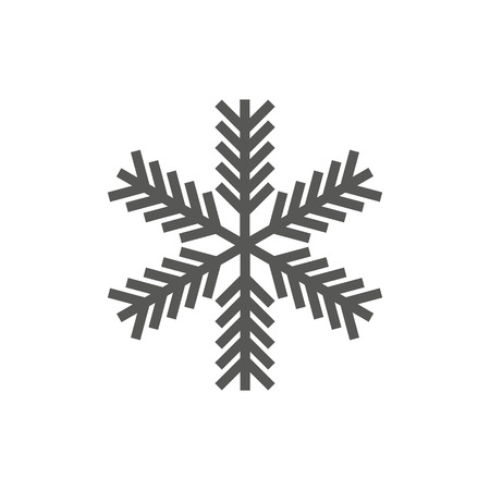 Snowflake icon. Christmas and winter theme. Simple flat black illustration on white background.のイラスト素材