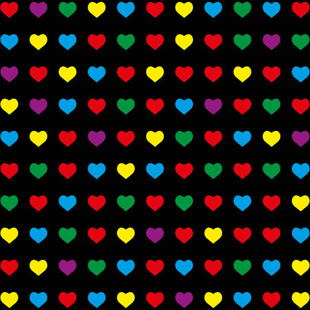 seamless pattern with colorful hearts on black background. eps 10のイラスト素材