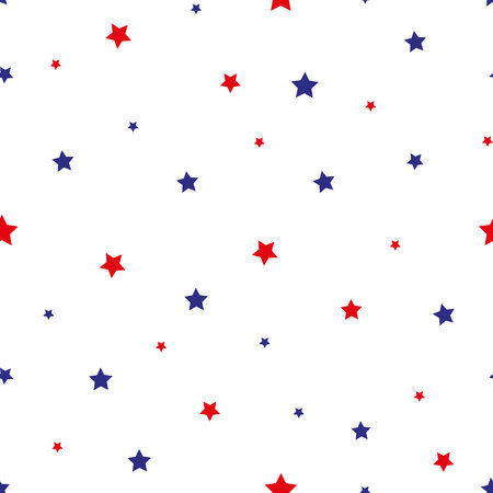 4th of July Stars Grunge Abstract Seamless Pattern, colored as USA Flag. Vector Illustration of Stars Grunge Background for Celebration Holiday American President Day, memorial dayの写真素材