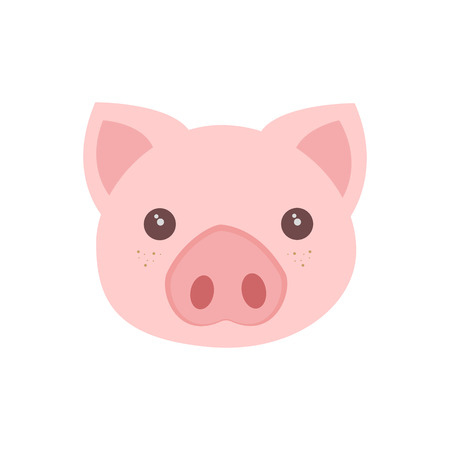 Cartoon pig face. white background. Vector illustrationのイラスト素材