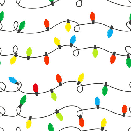 Christmas Lights Seamless Colorful Garland Set. Vector . eps 10のイラスト素材
