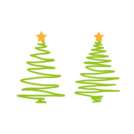 Christmas tree icon. hand draw on a white background. eps 10.のイラスト素材