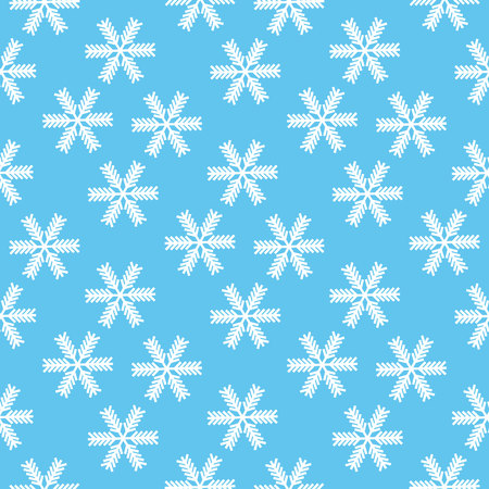 Christmas seamless pattern of snowflakes with shadows, white on light blue background. eps 10.のイラスト素材