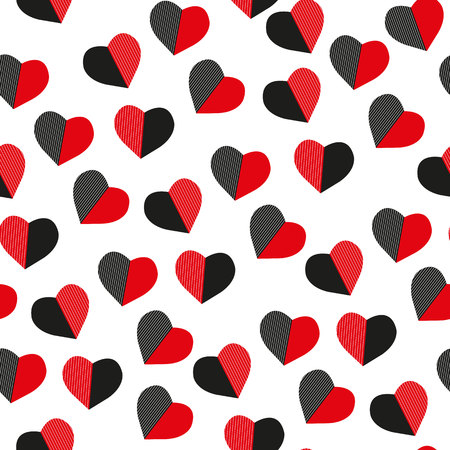 Pattern made of black and red hearts.Vectorのイラスト素材