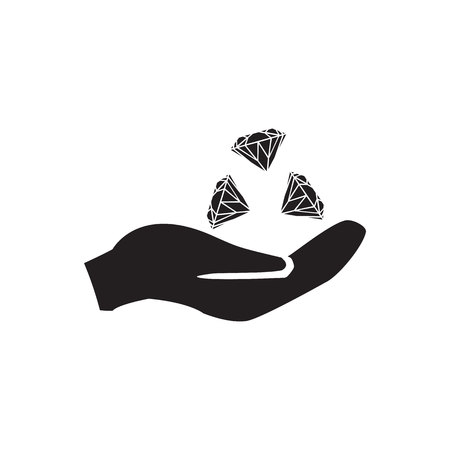 Hand and diamand icon, flat design best vector iconのイラスト素材