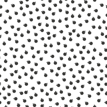 Seamless repeating pattern with apples in black on cream background. Retro style tiling background, poster, textile, greeting card design. eps 10のイラスト素材