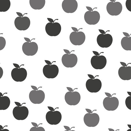 Seamless pattern with black apples white background.のイラスト素材