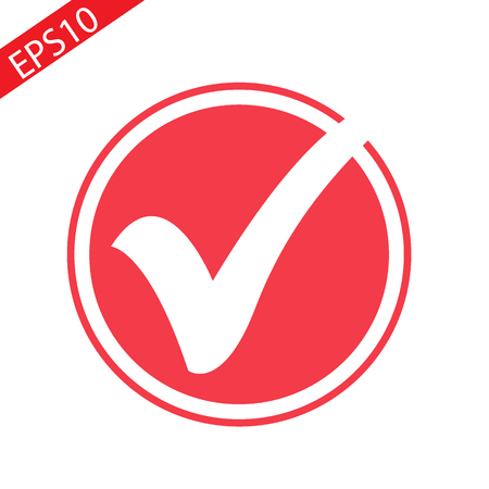 Red round checkbox icon vector illustration isolated on white background. eps 10.のイラスト素材