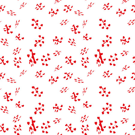 Vector handdrawn heart seamless pattern. Retro hand drawn ornament. EPS 10.のイラスト素材