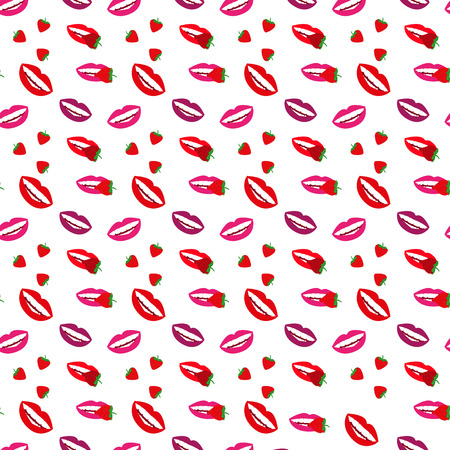 Lips on a white background seamless patternのイラスト素材