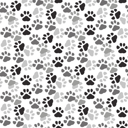 Paw print seamless. Traces of Cat Textile Pattern. Vector seamlessのイラスト素材