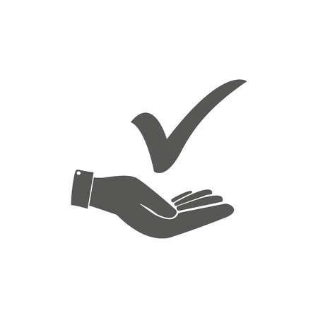 Checkmark On Hand Icon Vector Illustration. Eps10のイラスト素材