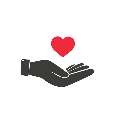 Hand Giving Love Symbol. Hand holding heart shape, vector icon.eps 10.のイラスト素材