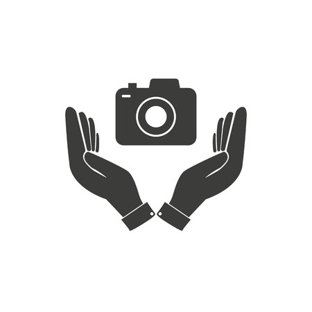 Camera flat icon. Single high quality outline symbol of info for web design or mobile app. Thin line signs of chat for design logo, visit card, etc. Outline logo of video. - Vectorのイラスト素材