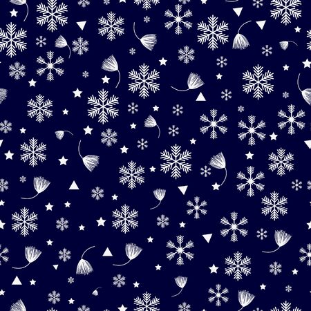 Snowflakes seamless pattern. Blue snowflake vector xmas abstract backgroundのイラスト素材