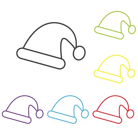 Simple outline of christmas hat line icon white background.のイラスト素材