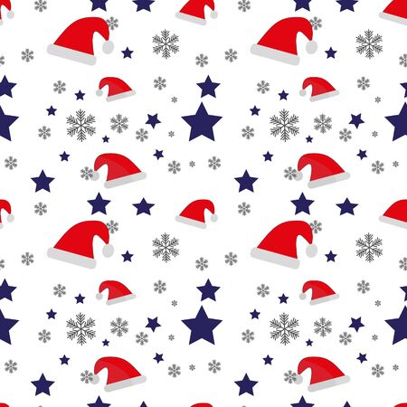 Christmas seamless pattern vector Santa Claus hat snow candy cane snowflake scarf isolated repeat wallpaper tile background gift wrap paper doodle designのイラスト素材