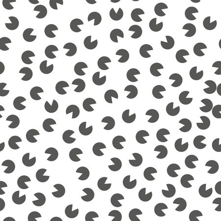 Seamless two color dark slate gray pacman flat pattern on tomato background.のイラスト素材