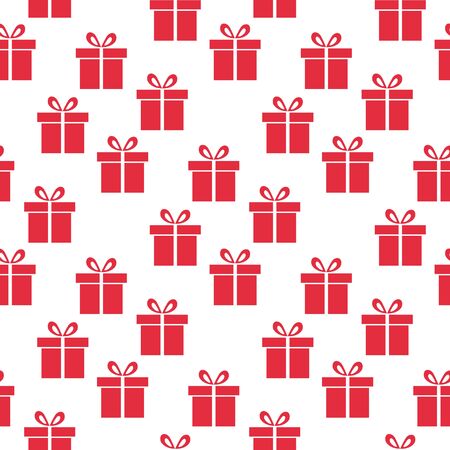 Seamless vector Gift pattern, red gift boxes on white background.のイラスト素材