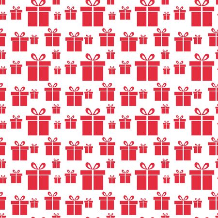 Seamless vector Gift pattern, red gift boxes on white background.のイラスト素材