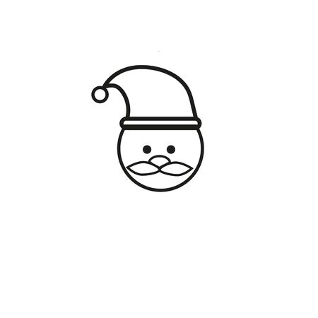 santa claus face beard moustache happy xmas christmas new year outline thin line vector icon black on white backgroundのイラスト素材