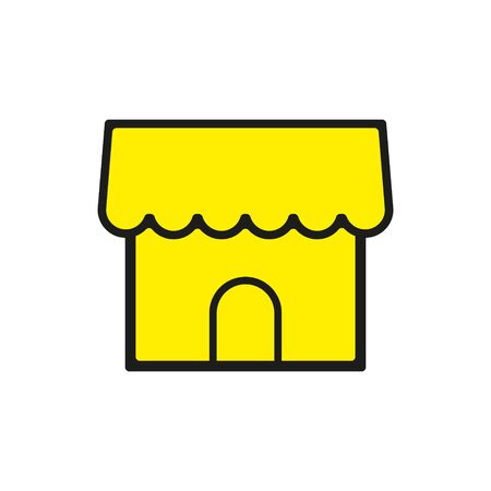 Simple Store or shop icon.Merchant store, vector icon illustration in line outline style.のイラスト素材