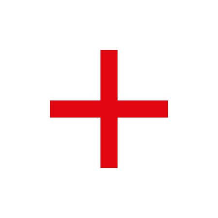 Red bright plus. Volumetric mathematical symbol. Vector illustrationのイラスト素材