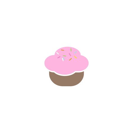 Cupcake shop logo template. Pink creamy glossy cake illustration.のイラスト素材