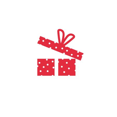 Red gift box. Vector flat icon illustration for birthday, christmas, promotions, contests, marketing, giveaways, enter to win marketing strategies - Vectorのイラスト素材