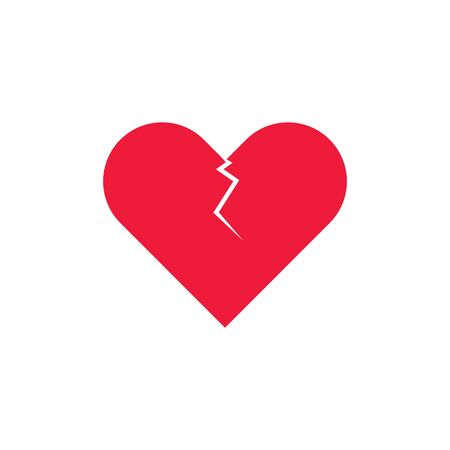 Red broken heart. Flat icon for apps and websites. Vector illustration. eps 10のイラスト素材