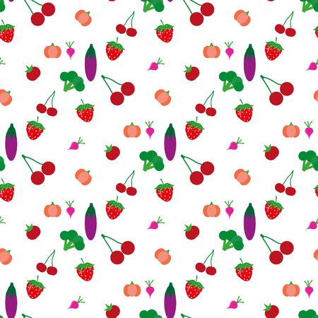 Seamless background with vegetables and fruitのイラスト素材