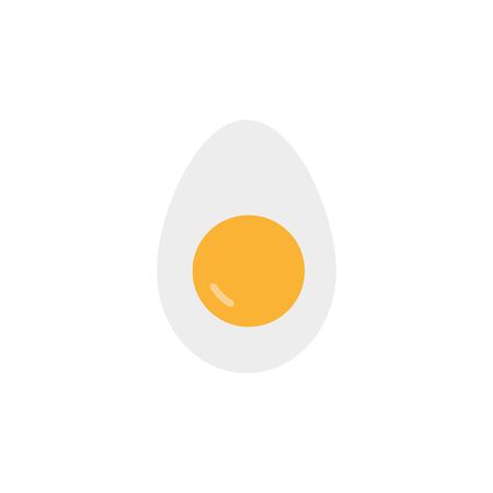 Hard Boiled Sliced Broken egg flat style with long shadow isolated on green background. breakfast elements vector sign symbolのイラスト素材