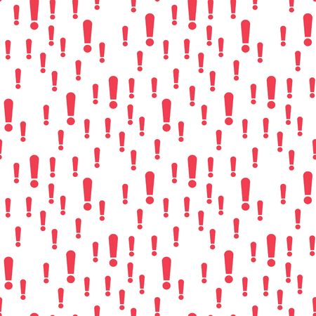 Vector seamless pattern with exclamation point. red and white simple background design. Hazard warning hand draw symbol. Vector seamless pattern on white background. EPS 10のイラスト素材