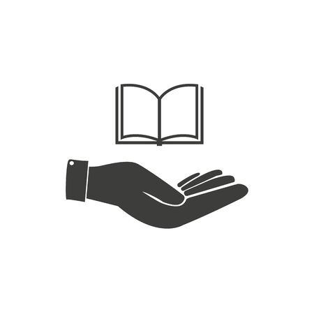 Hand and open book vector icon.のイラスト素材