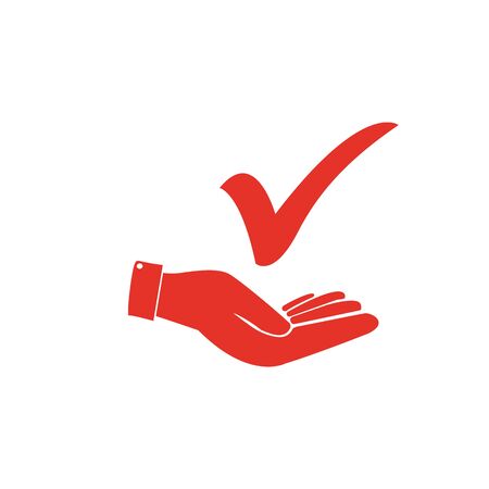 Checkmark on hand web icon. vector design. eps 10のイラスト素材