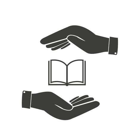 Book On Hand Flat Icon On White Background.eps 10.のイラスト素材