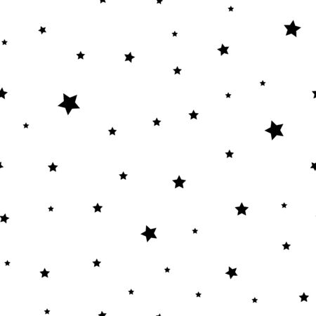 Little black stars on  white seamless patternのイラスト素材