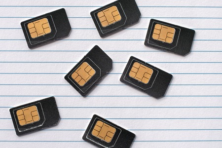 SIM cards are paper lined withの写真素材