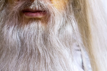 white long beard of a wizard, wax figure nearの写真素材