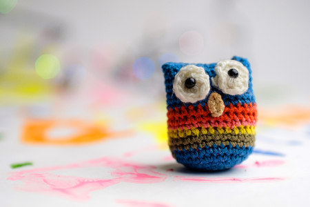 homework, bound owl and background of colorful beautifulの写真素材