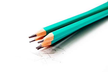 set of graphite pencils on a white background, a bunch of pencilsの写真素材
